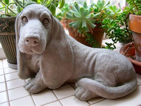 Basset Hound Statue Concrete Dog Statue Cement Garden Decor Pet Dog
