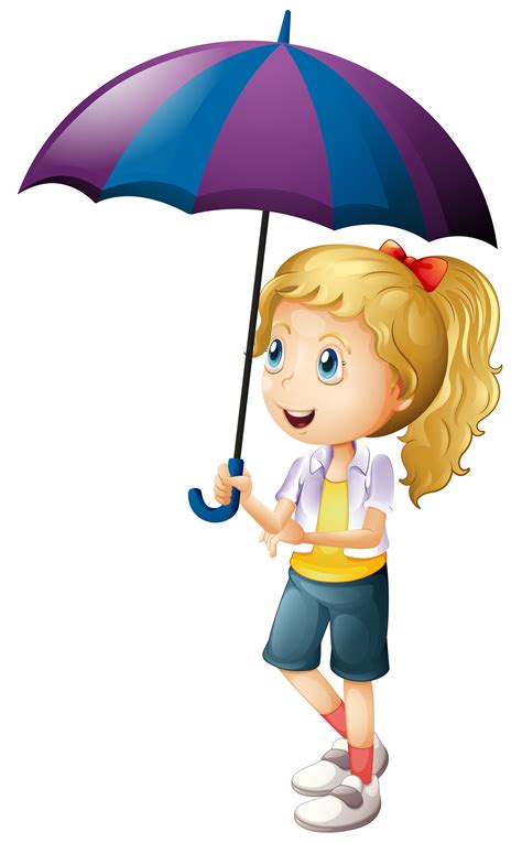 Happy Girl Holding Umbrella 559247 Vector Art At Vecteezy