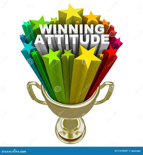 Winning Attitude Gold Trophy Stars Fireworks Good Vision Royalty Free