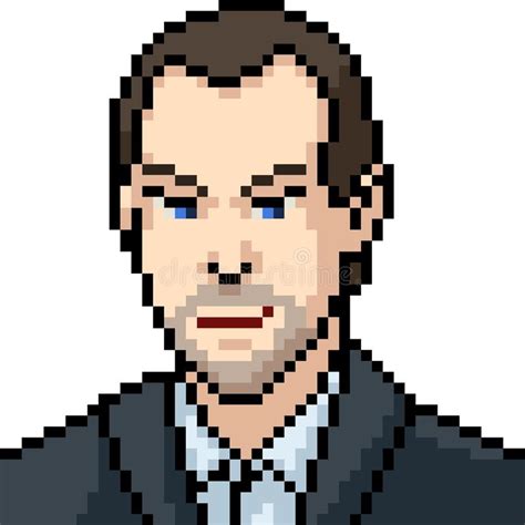 Vector Pixel Art Man Portrait Stock Vector Illustration Of Suit Front