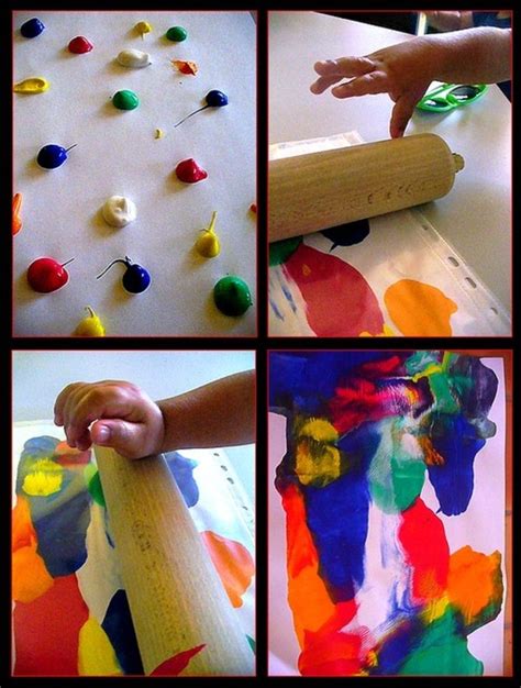 Roll A Rolling Pin Over Dabs Of Paint Diy And Crafts Crafts For Kids