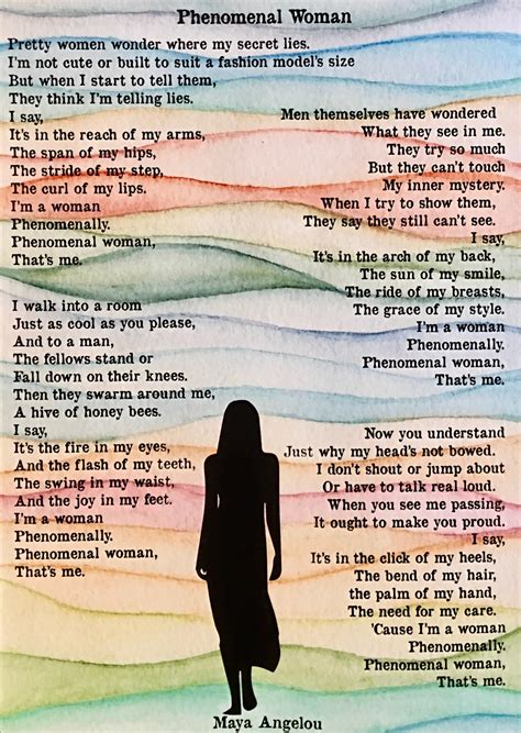 Phenomenal Woman Poem By Maya Angelou Unframed A4 Print Etsy Uk