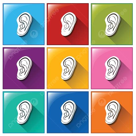 Sense Of Hearing Icons Interface Square Hear Vector Interface Square