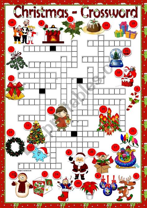 Christmas Crossword Esl Worksheet By Macomabi