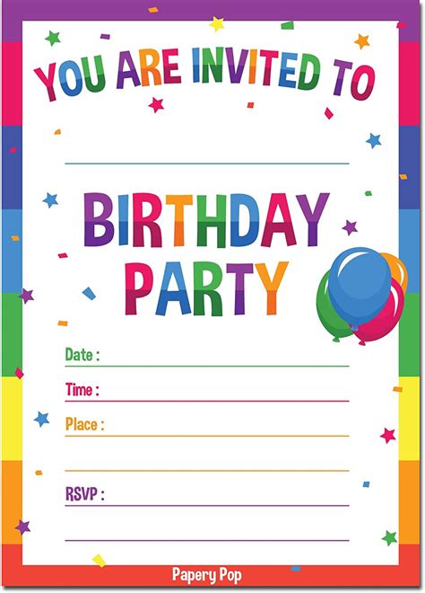 Free Birthday Card Invitation Templates Printable
