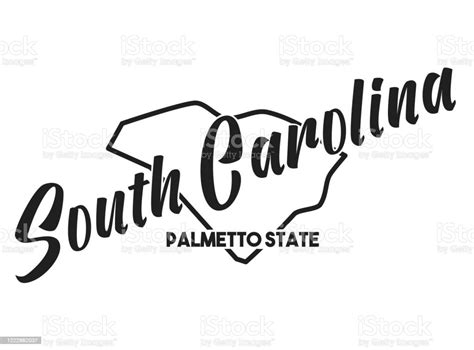 South Carolina Vector Silhouette Nickname Palmetto State Handdrawn