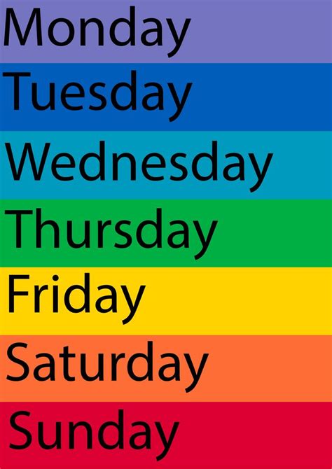 printable days   week display  days   week