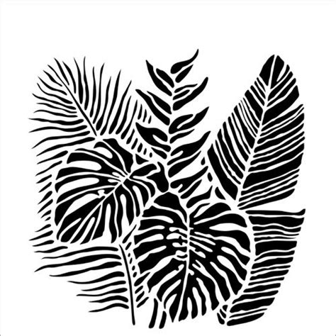 The Crafters Workshop Tropical Fronds 6x6 Stencil Leaf Stencil