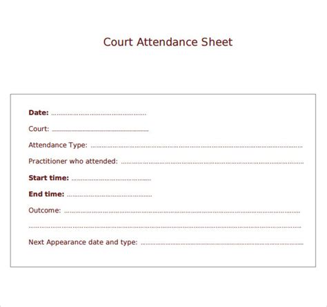 attendance sheet templates   word excel