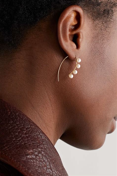 MELISSA JOY MANNING Wishbone 14 Karat Recycled Gold Pearl Earrings