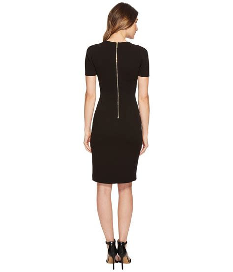 Calvin Klein Synthetic Short Sleeve Sheath Dress Cd8c19jl Black Women