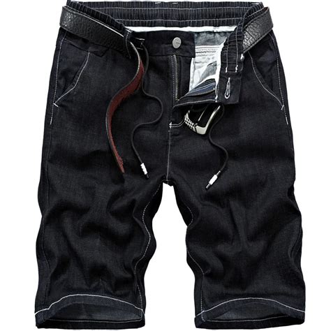 Icpans Casual Shorts Men Denim Cotton Elastic Waist Zipper Knee Length Denim Shorts Men Summer
