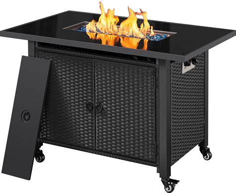 Yaheetech 43 In Outdoor Propane Fire Pit 50 000 Btu Gas Fire Pit Table With Two