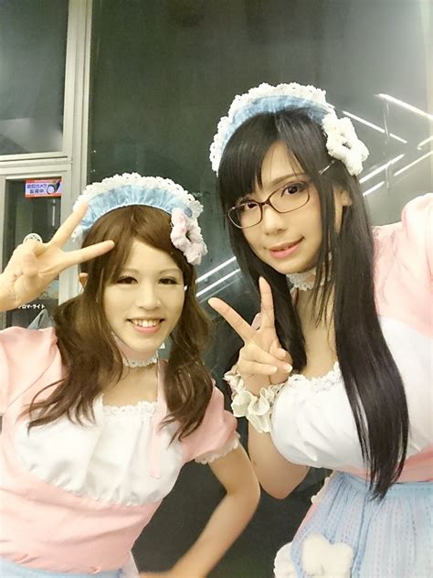 chouzuki maryou highres photo medium 2girls asian black hair glasses lipstick maid