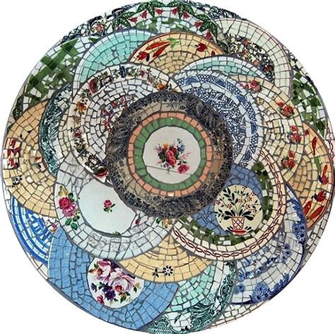 Putting The Pieces Together Again ~ Broken Plate Mosaic Table Top By
