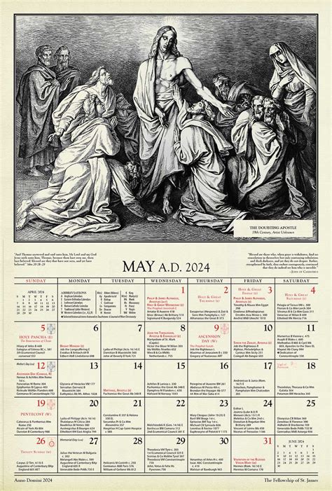Anno Domini 2024 The St James Calendar Of The Christian Year