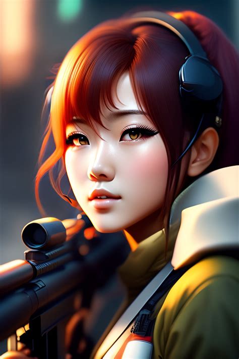 Lexica Anime Girl Wall Eyes Sniper Rifle