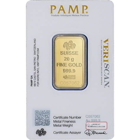 Delivered in original packaging, these gold bars hold the good delivery status, are recognized worldwide and easy to trade. 20 Gram Gold Bar - Pamp Suisse - Fortuna - 999. 9 Fine In ...