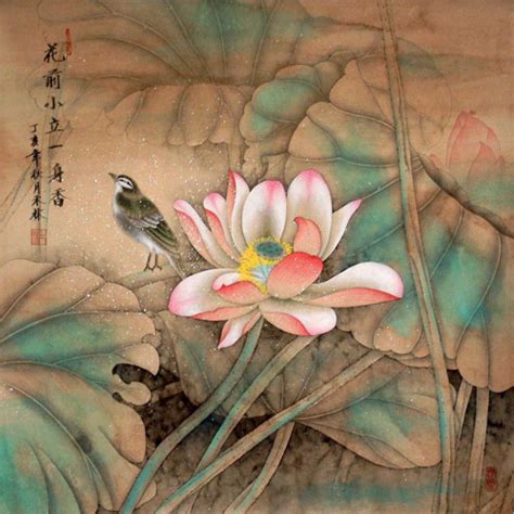 Chinese Lotus Painting 2319003 66cm X 66cm26〃 X 26〃