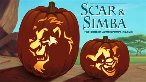 Scar And Simba Pumpkin Patterns By Zombie Pumpkins Youtube