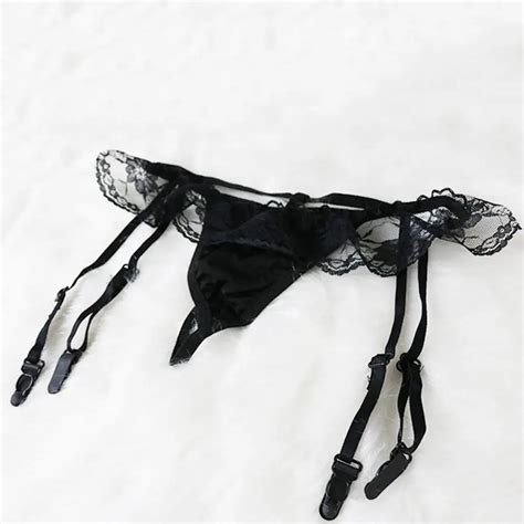 Solid Color Women Sexy Floral Lace Trim G String Thongs Underwear With Garter Panties Aliexpress