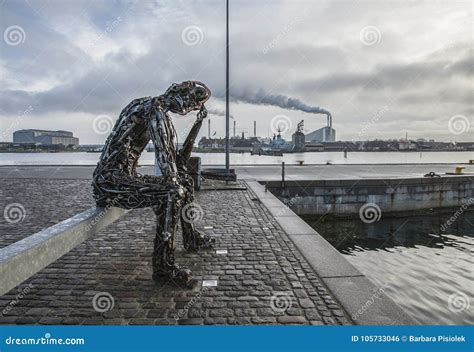 Copenhagen Denmark A Thinking Man Statue Editorial Photo Image Of