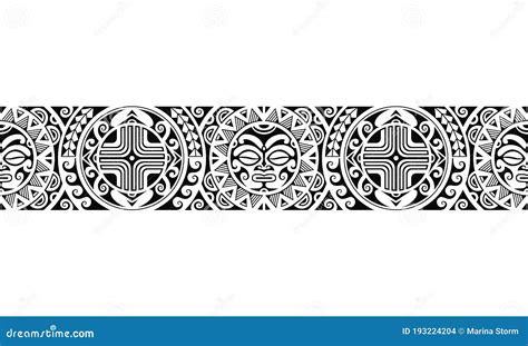 Maori Polynesian Tattoo Border Tribal Sleeve Seamless Pattern Vector