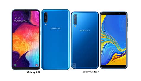 The samsung galaxy a50 features a 6.4 display, 25 + 8 + 5mp back camera, 25mp front camera, and a. Samsung Galaxy A50 Vs Samsung Galaxy A7 (2018) Specs ...