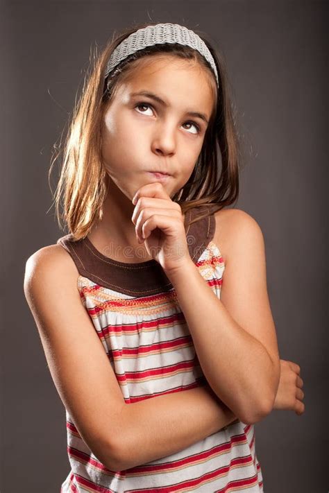 Little Girl Thinking Stock Image Image Of Imagination 32235309