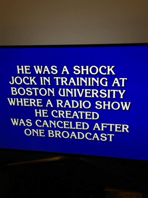 Look what was a question last night on Jeopardy : r/howardstern
