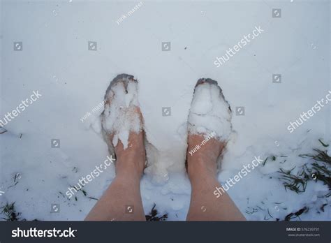 Mens Bare Feet Snow Stock Photo Edit Now 576239731
