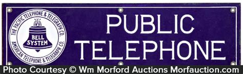 Porcelain Public Telephone Sign • Antique Advertising