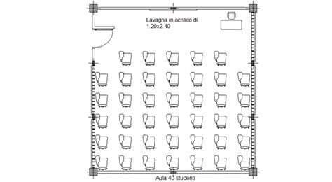 40 Student Classroom Plan With Architecture View Dwg File Cadbull