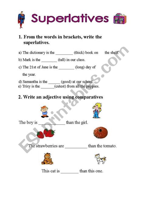 Superlative Activities Worksheets Worksheets For Kindergarten