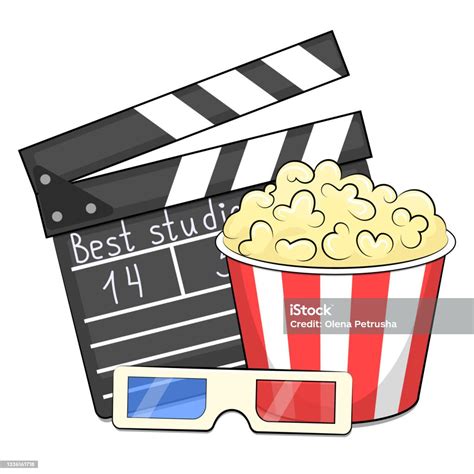 Kacamata 3d Bioskop Papan Tulis Popcorn Ilustrasi Stok Unduh Gambar