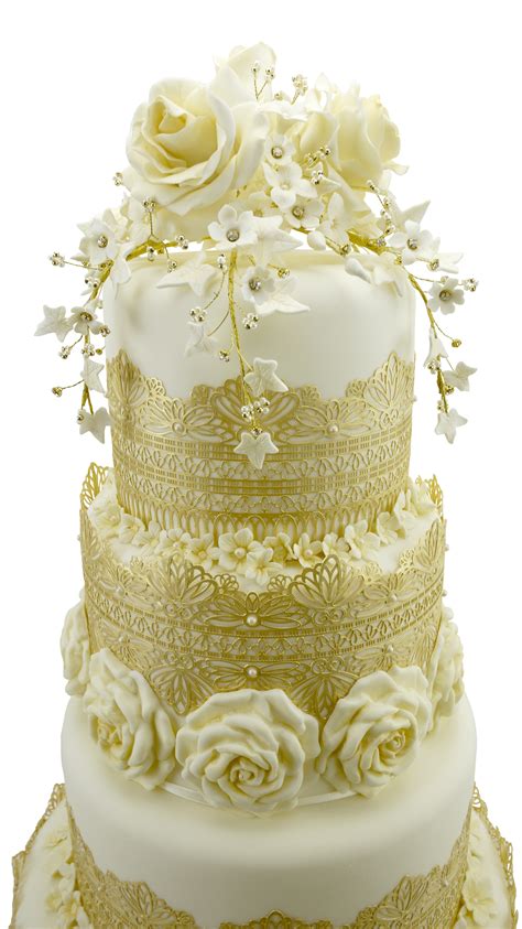Vintage Wedding Cake With Handmade Sugar Flower Spray Decorated With