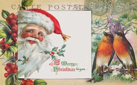 Vintage Christmas Postcard Santa Free Stock Photo Public Domain Pictures