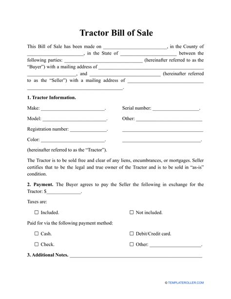 Tractor Bill Of Sale Template Fill Out Sign Online And Download Pdf