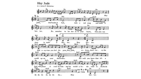 It's time to learn hey jude by the beatles. HEY JUDE Beatles Sheet music - Guitar chords - Lyrics | Easy Sheet Music