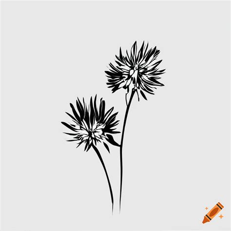 Black And White Illustration Of Wild Flowers