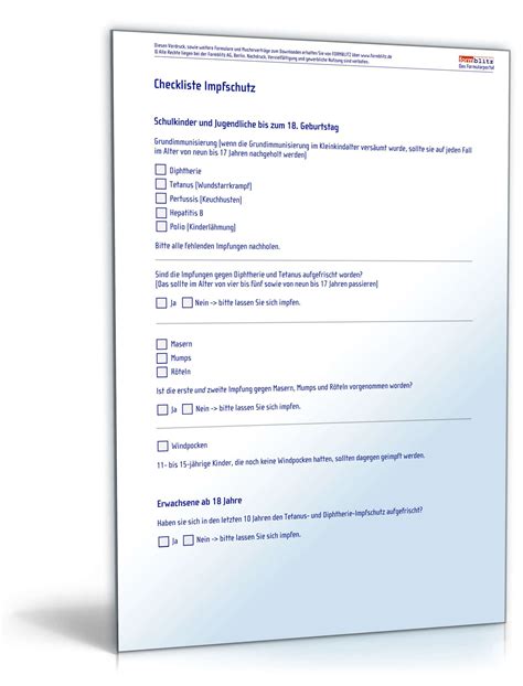 Welche kriterien müssen beim hauskauf beachtet werden? Impfschutz - Checkliste zum Download