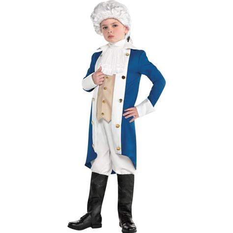 George Washington Colonial Boys Costume Set With Wig And Hat For