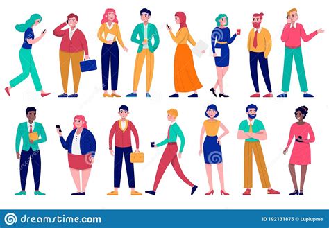 Diverse Group Of Business People Vector Illustration Set, Cartoon Flat Man Woman Characters ...