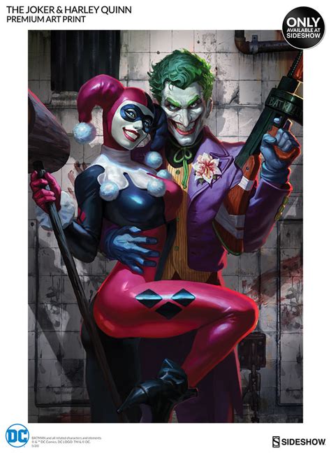 The item shop features the harley. DC Comics The Joker Harley Quinn Premium Art Print by ...