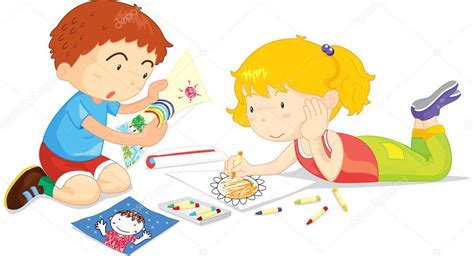 Niños De Dibujo — Vector De Stock © Interactimages 10116396
