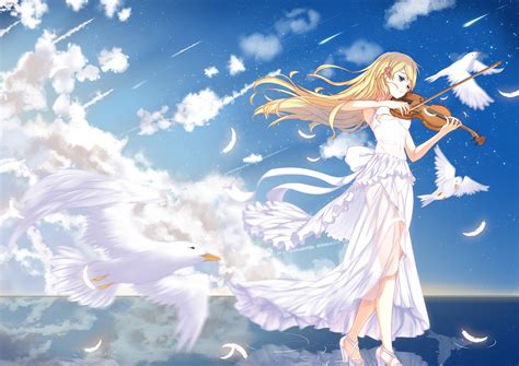 Wallpaper Illustration Blonde Long Hair Anime Girls Water Angel