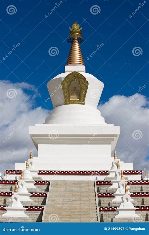 Tibetan White Pagoda With Blue Sky Stock Image Image Of Church