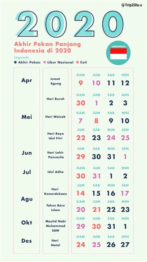 Kalender 2020 Hari Libur Nasional Indonesia Yang Dapat Dijadikan