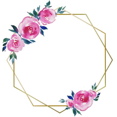 Moldura Dourada Com Rosas Cor De Rosa Design Floral Monograma De