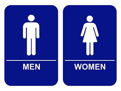 Blue ADA Men Women Restroom Signs Set Custom Signs